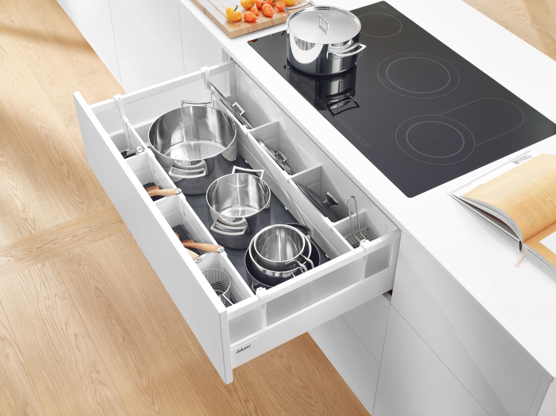Base cabinet for kitchen accessories  Blum