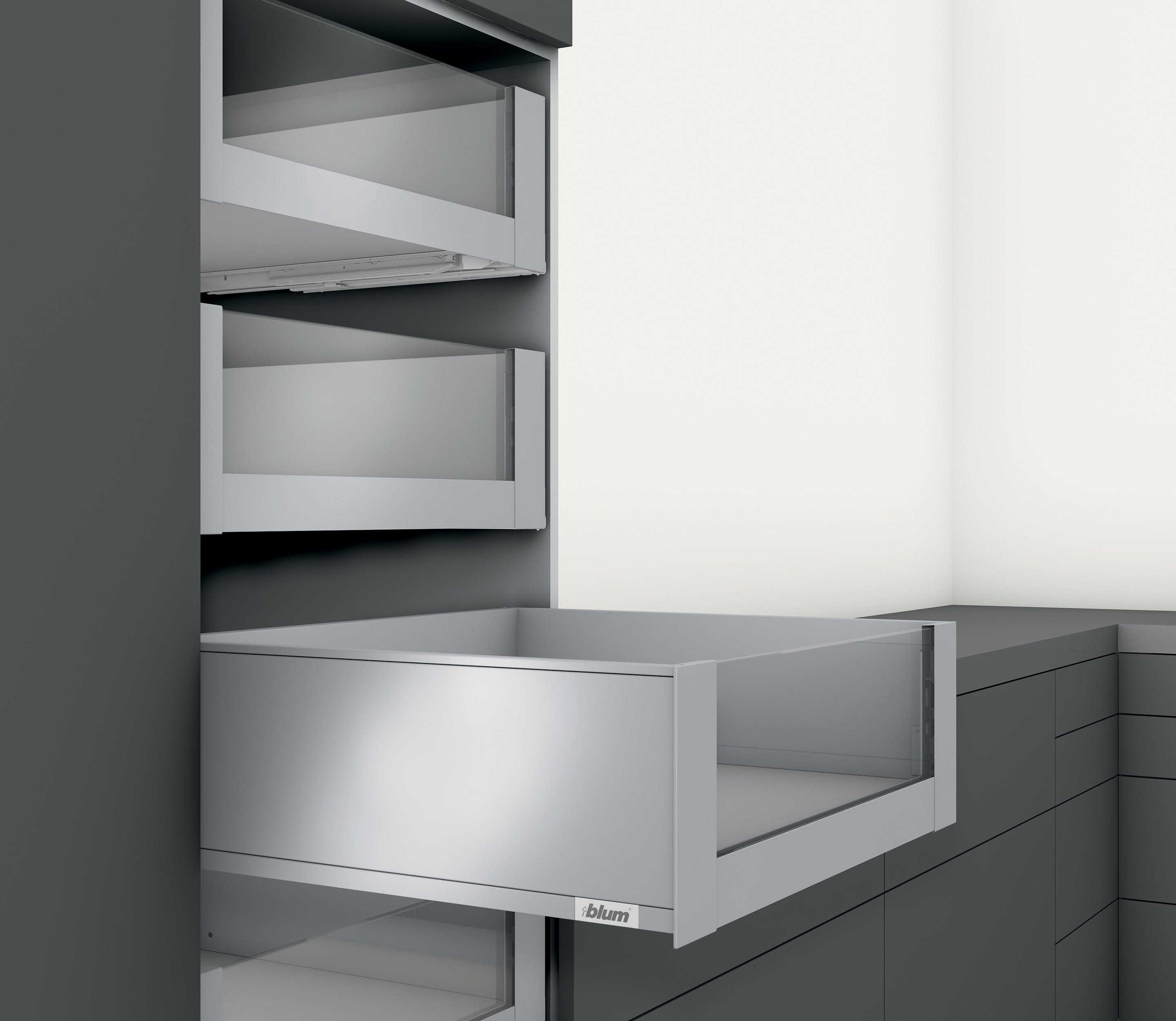 grey 450mm Blum soft closer kitchen drawer runners Tandem box Blumotion 