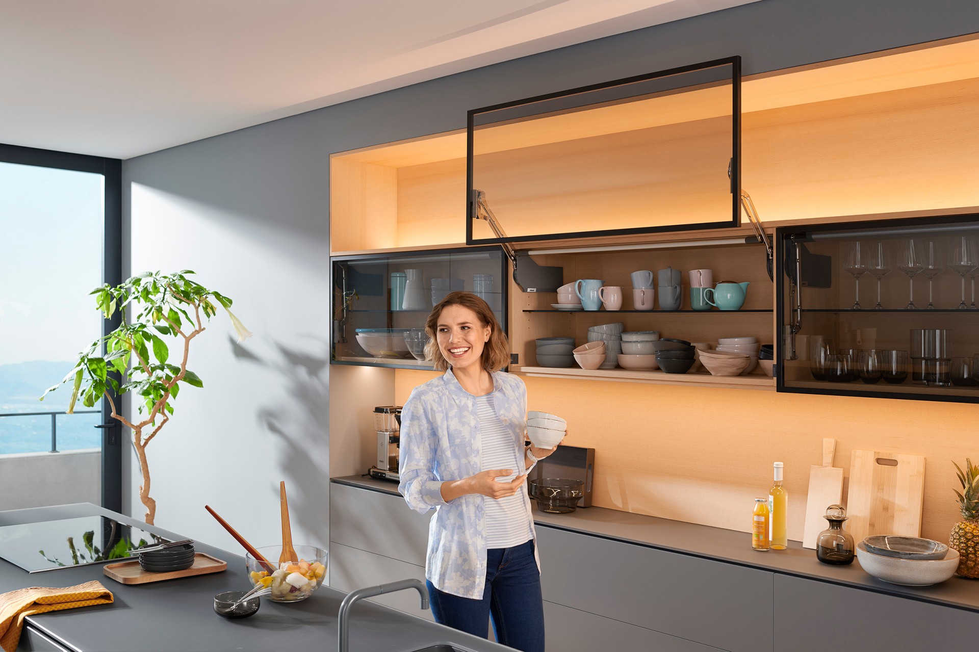 Porte Relevable Cache Micro Ondes Aventos Hl Blum