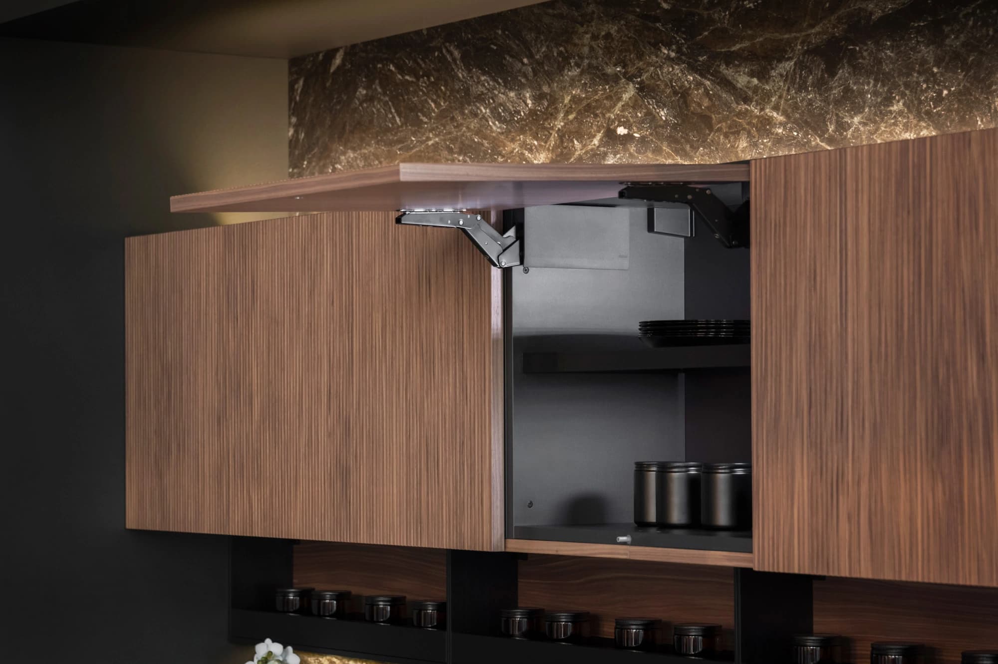 Implemented with AVENTOS top in eclipse black Seen at SALVATORI