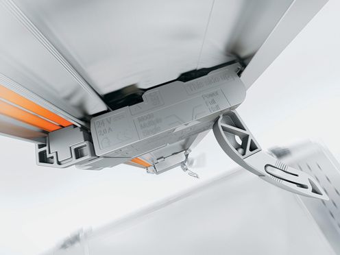 Привод SERVO-DRIVE для систем выдвижения Blum дает импульс для открывания при легком нажатии на фасад