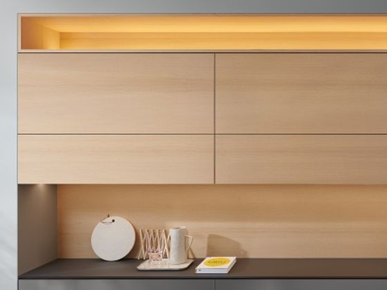 Faces asymétriques porte relevable AVENTOS HF Blum