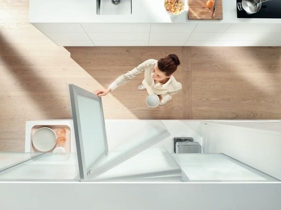 L'amortisseur BLUMOTION de Blum garantit une fermeture douce et silencieuse des portes