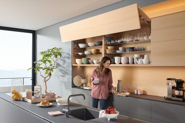 Porte relevable avec face en deux partie AVENTOS HF